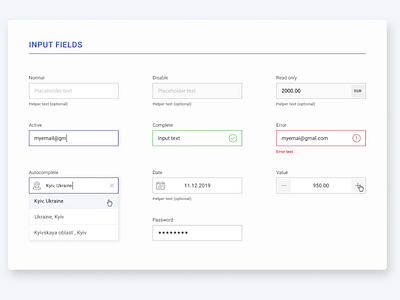 UI components v1.0 (Input Fields) free by Vadim on Dribbble