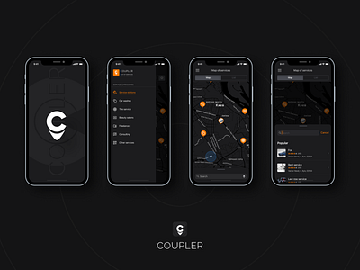 Coupler connect – marketplace of services. IOS app (night mode)