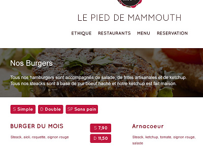 [WIP] Burger Restaurant - Menu burger menu card restaurant webdesign