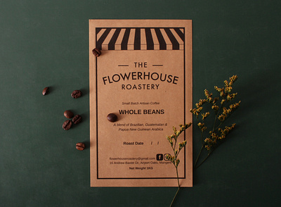 the flowerhouse roastery kraft paper stickers nz branding customstickers design stickers