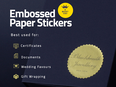 Embossed Paper Stickers branding design stickers