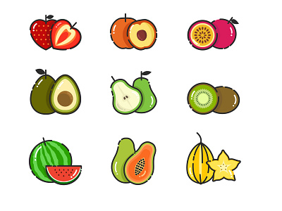 Fruit Icon Set app design dribbble freepik fruit icons fruit illustration fruit logo icon illustration logo ui ux vector