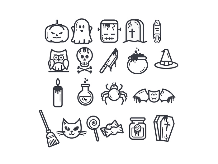 Outline Halloween Icon Set by Davin Vector on Dribbble