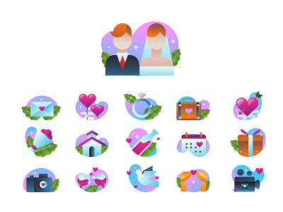 Wedding & Love Icons app design dribbble freepik icon illustration logo logo design love love icon ui ux vector wedding