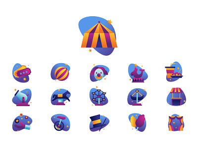 Circus element icons circus circus element circus element clown design dribbble flaticon freepik icon bundle illustration logo magic ui ux vector