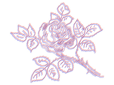 Rose 3d flower intage lineart old rose