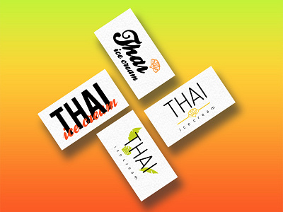 T H A I ice cream down elegant logo mark name style sun thailand tropical