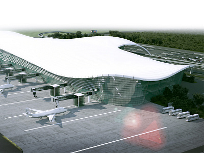 Terminal A For Bucharest International Airport 3d airplanes airport architecture dove render runway shape terminal visualization