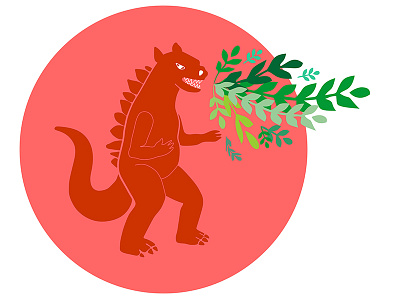 Godzilla cute design digital art dinosaur illustration layer new nice simple style vector