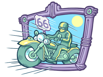 Motocycle cartoon illustration jump out motion motorcycle