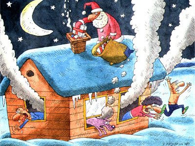 Lazy Santa cartoon gifts holiday humor humore illustration santa
