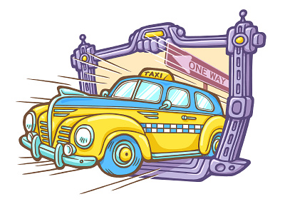Taxi auto car cartoon future illustration