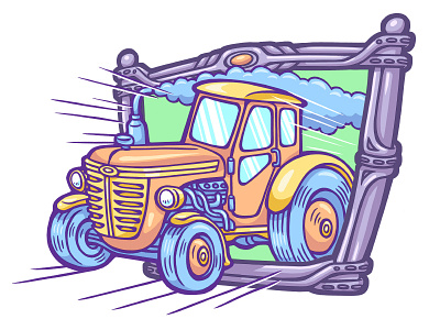 Tractor auto car cartoon future illustration tractor