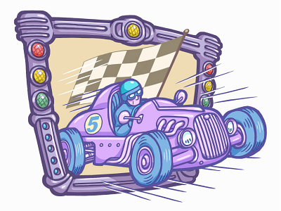 Racer auto car cartoon future illustration racing tractor