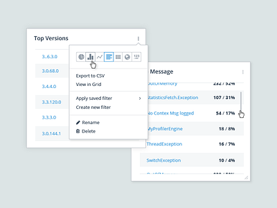 Widget menu analytics chart dashboard graph menu metrics platform ui visualization widget