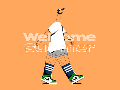 Welcome Summer artwork character character design color design illustration ipadpro jordan nike orange procreate sketch sneakers summer welcome
