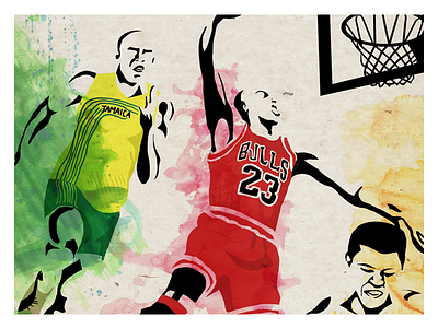 Kick Bros athlets basket chicago bulls illustration michael jordan muhammad ali nba poster sneakers usain bolt