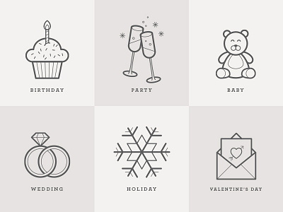 Icons champaign cupcake flat icon illustration line ring snowflake teddy bear