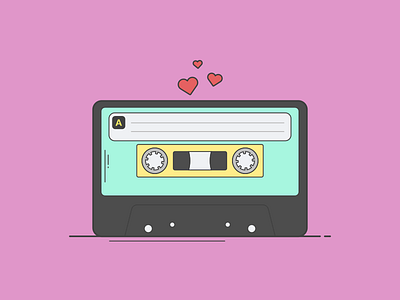I love you reel good cassette illustration line love mixed tape pun tape vector