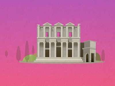 Ephesus, Library of Celsus celcus city icon colored design ephesus flat icon illustration izmir vector