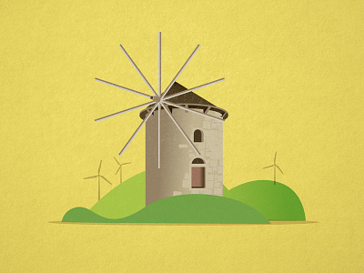 Alaçatı, Windmill alaçatı city icon colored design flat icon illustration izmir vector windmills