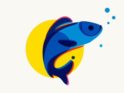 Fish illustration branding city icon design flat icon illustration vector