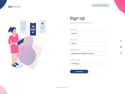 Sign Up page design illustration sign up ui ui ux