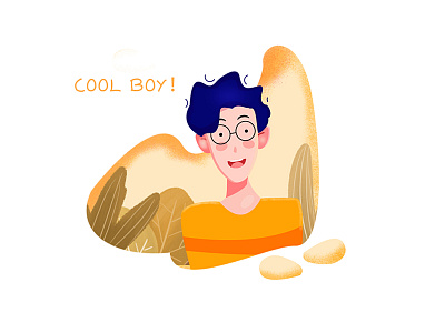 happy boy icon illustration typography ui 插图