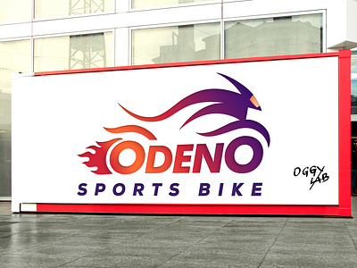 ODENO sports bike 2d bikes branding clean creative logo motorbike racing simple sleek speed sports sports bike sports logo typography unique