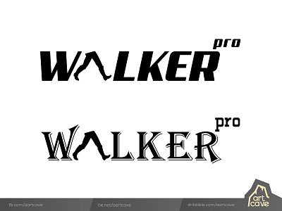 Walker Pro (Footwear Logo) black brand creative footwear identity logo minimalistic retro shoe typography unique vintage walkman white