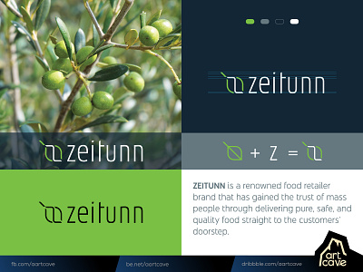 Zeitunn (Organic Food Brand) branding calm creative food green identity leaf logos logotype mark natural organic premium pure sleek unique z letter