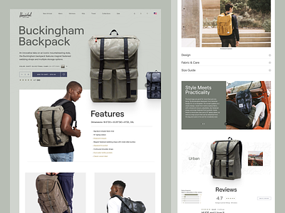 Herschel Supply Co. Product Page backpack ecommerce ecommerce design figma outdoor outdoors product product page store web web design