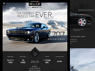 Dodge Hellcat Redesign car dodge flat hellcat homepage hotrod landing page ui ux web web design website