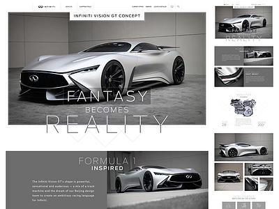 Infiniti Vision GT Concept car flat gt homepage infiniti landing page sports car ui ux vision web website