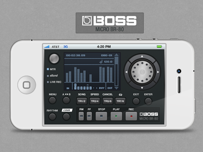 Boss BR-80 iphone app app audio buttons digital recorder iphone mobile app mobile interface music