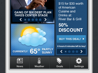 News App app blue buttons icons iphone mobile news ui weather