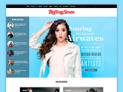 Rolling Stone homepage website redesign concept