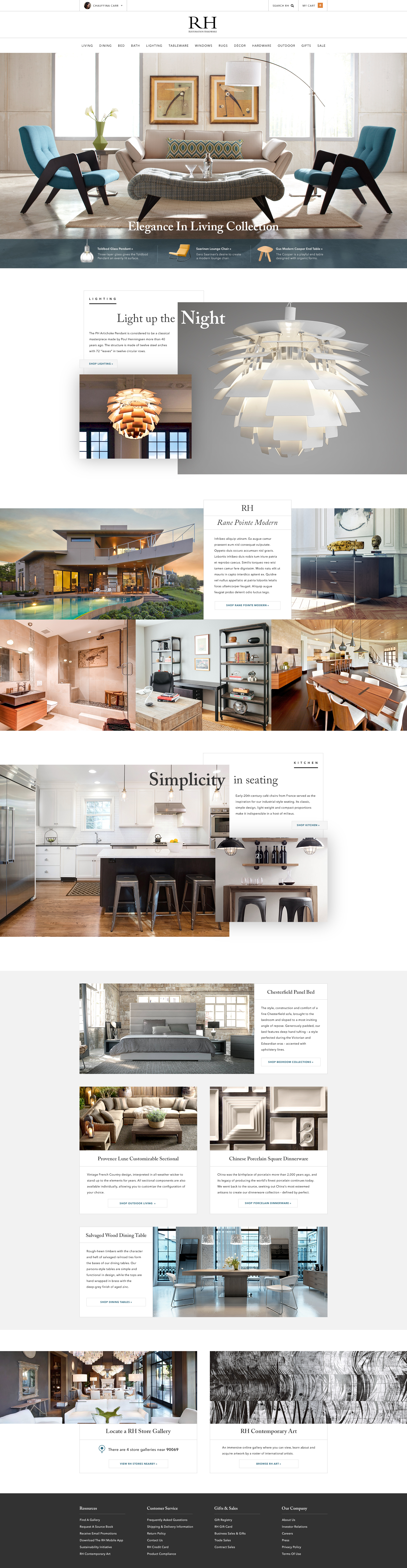 Restoration Hardware homepage redesign by Jason Kirtley on Dribbble