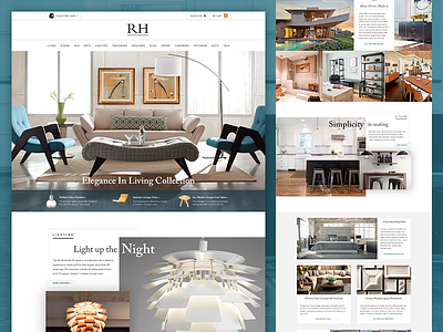 Restoration Hardware homepage redesign clean ecommerce flat furniture grid homepage landing page typography ui web website