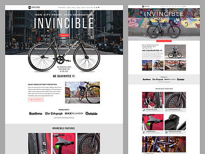 Fortified Bikes Invincible bicycle bike fixie grid landing page product website