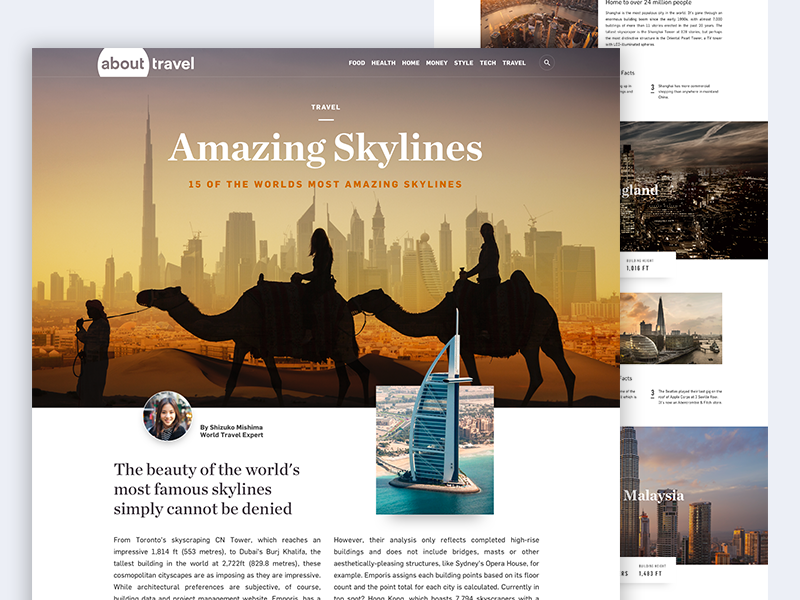 travel magazine example dribbble section website javascript