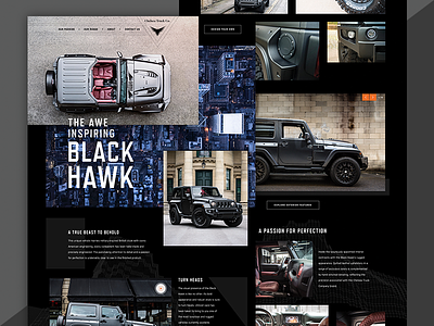 Black Hawk Jeep automotive clean dark flat jeep landing page ui website