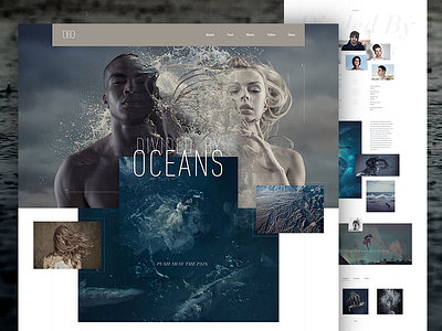 Divided By Oceans band clean grid heavy metal homepage landing page music website