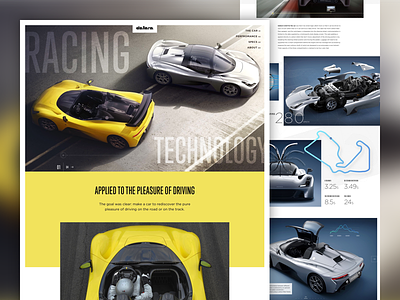 Dallara Stradale automotive car clean grid homepage landing page minimal race car ui web design