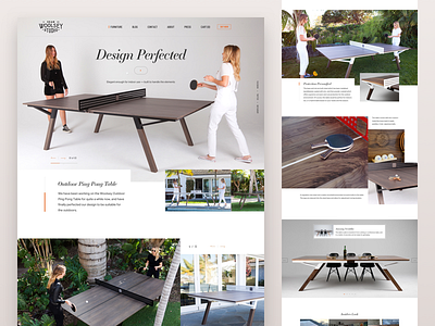 Woosley Outdoor Ping Pong Table clean ecommerce furniture landing page minimal ping pong product web design