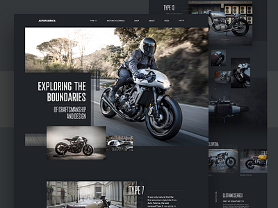 Autofabrica Motorcycles Homepage cafe racer clean dark grid homepage landing minimal moto motor bike motorcycle ui web design