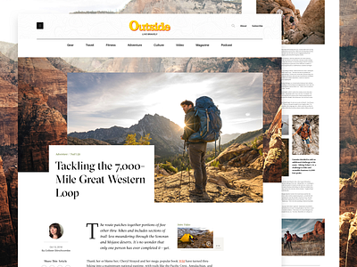 Outside Magazine Article Page article article page blog clean editoral editorial design grid hiking layout magazine minimal nature outdoors outside magazine publication travel ui design ux design web design web site