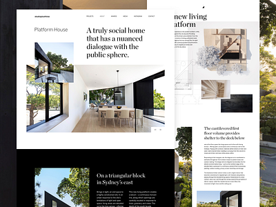 Platform House by studioplusthree architechture clean house design landing page real estate ui ux web design website