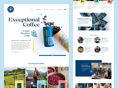 PT's Coffee Homepage clean coffee coffee shop design e-commerce ecommerce business ecommerce design flat homepage illustration minimal product store typography ui web web design website