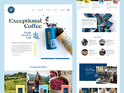 PT's Coffee Homepage clean coffee coffee shop design e commerce ecommerce business ecommerce design flat homepage illustration minimal product store typography ui web web design website